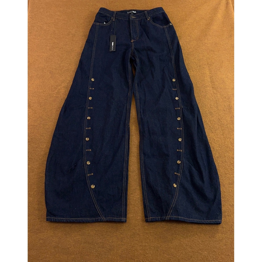 Fashion Nova Juniors 11 Dark Wash Tall Asher Barrel Leg Jeans NWT